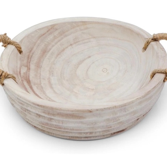 Rustic Cream Wooden Serving Bowl - Picture 9 of 9